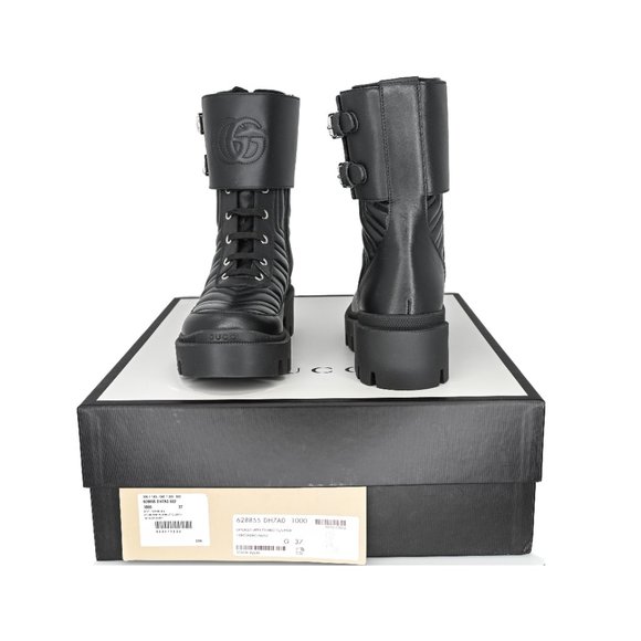 Gucci 628855 Women's Interlocking Gg Logo Matelasse Leather Ankle Boots - Picture 7 of 13